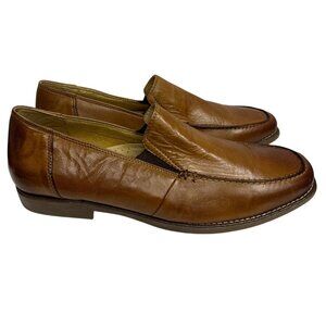 Sandro Moscoloni Men's Loafer Brown Leather Slip On Contrast Stitching Size 10.5